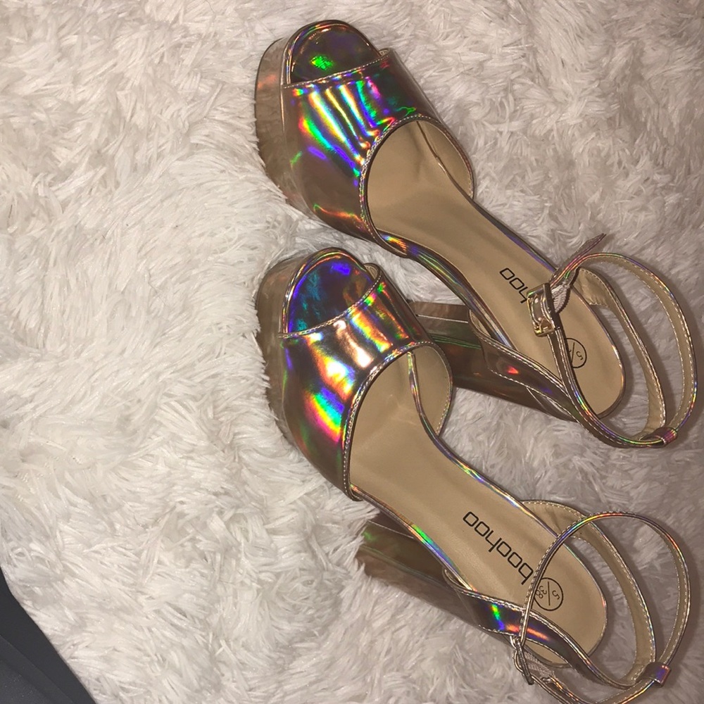 Holographic boohoo heels!